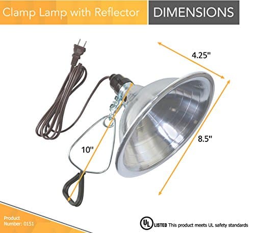 Woods Clamp Lamp Light with Aluminum Reflector; 150W; UL Listed; 6- Foot Cord