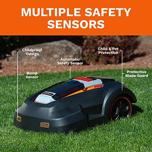 Robot Lawn Mower, Updated 2024 Programming, Self Installation Kit Included, Mows Up to 1/4 Acre, 50% Slope, Low Noise (65dBA) and Rain Sensor