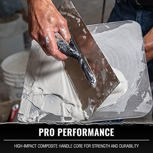 LEVEL5 11.5" x 4.75" 0.7 MM Flat Drywall Trowel | Triple-Hardened Stainless Steel, High-Impact Handle | Sheetrock Gyprock Wall-Board Plasterboard | 4-960
