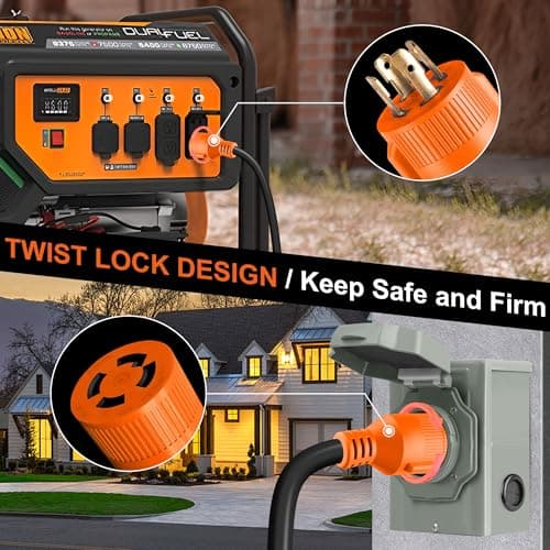 25 Ft 30 Amp 4 Prong Generator Extension Cord, NEMA L14-30P to L14-30R, 4×10 Gauge STW 125/250V Up to 7500W Generator Cable, ETL Listed