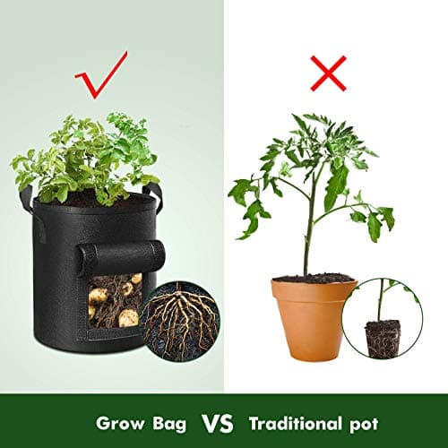5-Pack 10 Gallon Potato Grow Bags, Garden Planting Bag with Reinforced Handle, Thickened Nonwoven Fabric Pots for Tomato, Vegetable and Fruits