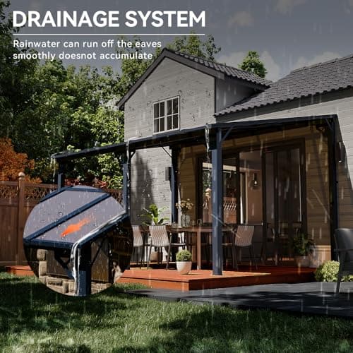 Aoxun Gazebo for Patio 10' x 14', Premium Gazebo Pergola with Sloped Roof, Large Wall-Mounted Heavy Duty Awnings, for Backyard, Patio, Deck and More