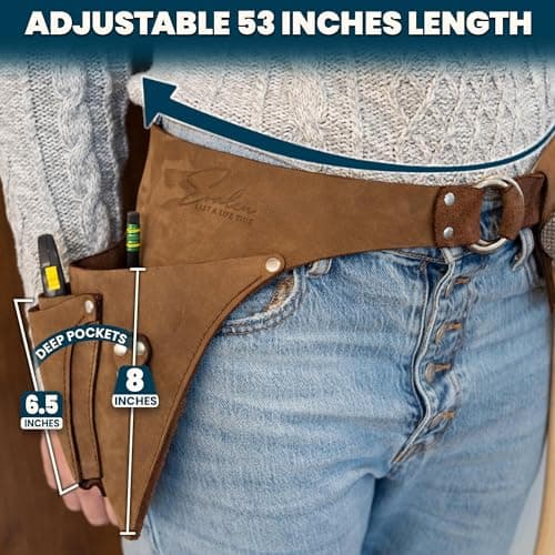 Leather Garden Utility Belt for Women - Florist Tool Holster, Gardening Apron - Gift Box Included, Hammer Holder