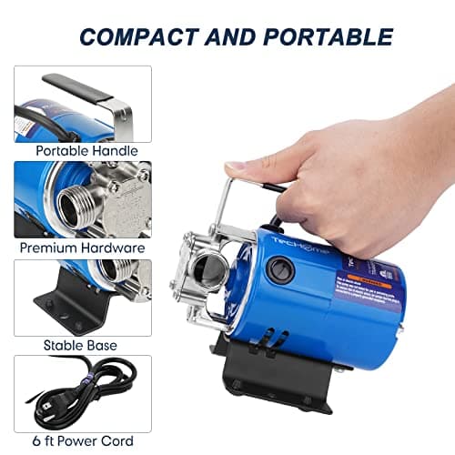 Garden Pump With Hose, 115V 1/10HP 330GPH Mini Electric Water Transfer Pump Waterbed Drain Pump, With Suction Hose Kit.
