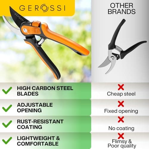 Bypass Pruning Shears with Ultra Sharp Blades - Premium Pruners w/Adjustable Feature for Any Hand Size - Ergonomic & Sturdy Scissors For Gardening - Perfectly Cutting Through Anything in Your Yard