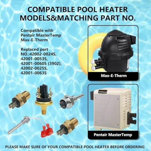 Pool Heater Repair Kit 42002-0024S 42001-0063S 42001-0053S Heater Thermistor 42001-0060S 42002-0025S Replacement for Pentair Sta Rite MasterTemp &Max-E-Thermistors Pool Spa Hearter Repair Kit