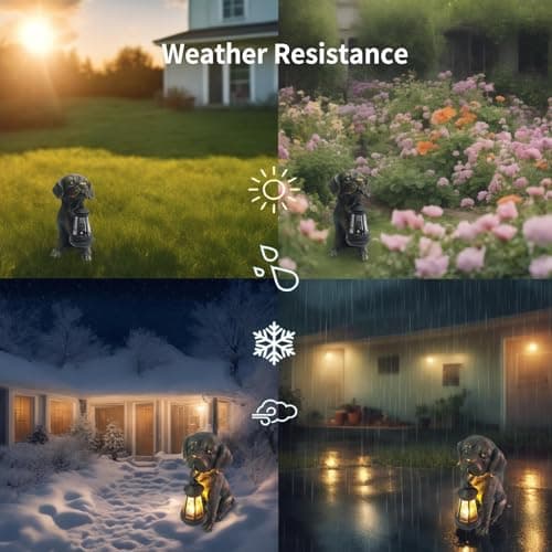 Solar Resin Dog Statue - Garden Art Figurine Dog for Yard Patio Lawn Balcony Decor, Home Houses Holiday Lighting, Outdoor Decoration, Unique Birthdays Ideal Gifts for Mom Grandma Women Wife Sister