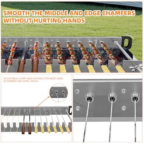 Stainless Steel Electric Barbecue Grill, Automatic Rotating Barbecue Grill, Adjustable Width Barbecue Grill for BBQ (G700)