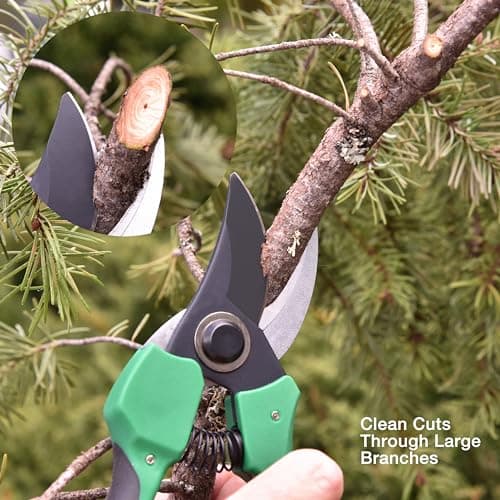8 Inch Garden Pruner with a SK5 Carbon Steel, Non-stick, Rust Resistant Blade. Adjustable for Small and Large Hands
