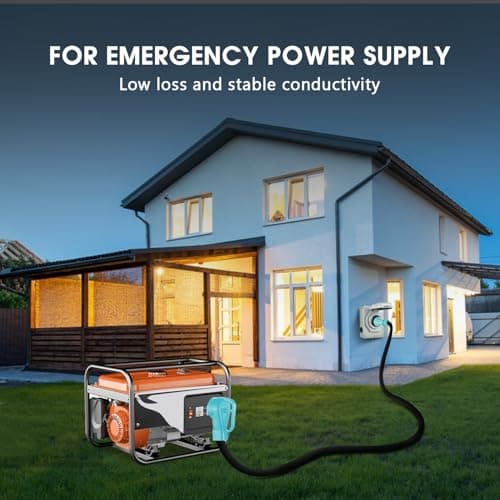 50 Amp Generator Cord 25FT and Power Inlet Box, 125V/250V Extension Power Cord, NEMA 14-50P/SS2-50R Twist Lock Connector, NEMA SS2-50P Pre-Drilled Inlet Box for Generator to House, ETL Listed