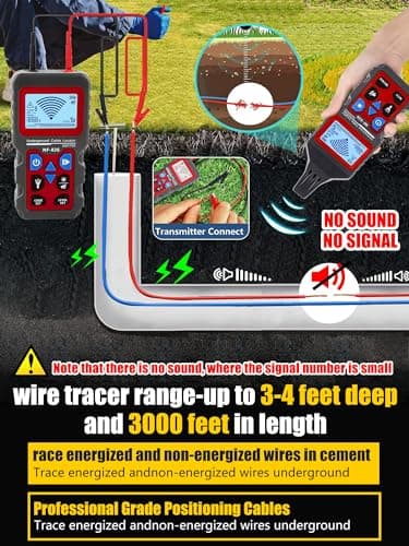 NF-826 Underground Wire Locator & Cable Tracer/Buried Wire Tracer and Cable Locator/Under Ground Circuit Tracer,for Dog Fence Cables Irrigation Control Wires,Tone Generator Kit (Professional Grade)