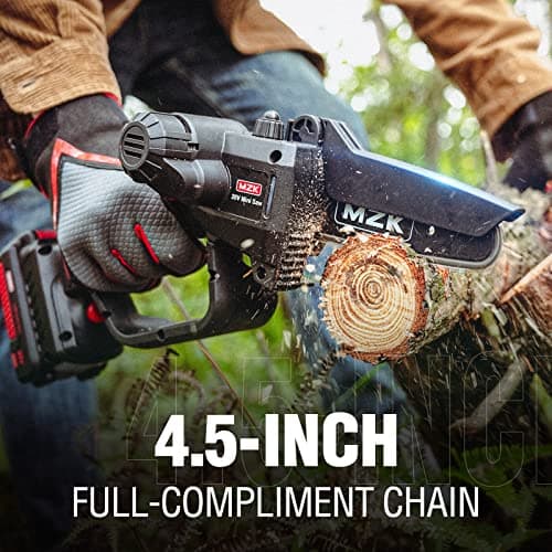 MZK 2-in-1 Cordless Pole Saw & Mini Chainsaw with 3 Replacement Chain, 20V Battery Pole Chainsaw, 4.5" Cutting Capacity, 13ft Reach Pole Saw for Tree Trimming(Battery and Fast Charger Included)