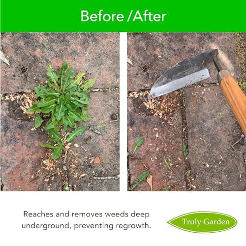 Effortless Weeding: Sharp Sickle Cuts Roots, Saves Time - with Thick Leather Sheath & Sharpening Stone