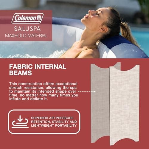 Coleman SaluSpa Atlantis AirJet 4 to 6 Person Inflatable Hot Tub Square Portable Outdoor Spa with 140 Soothing Jets with Cover, Blue