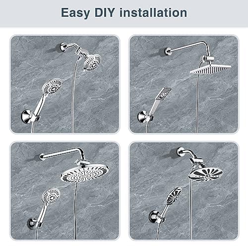 BRIGHT SHOWERS Shower Arm Diverter Valve for Hand held Showerhead and Fixed Spray Head, 3-Way Shower Head Diverter Valve, Chrome