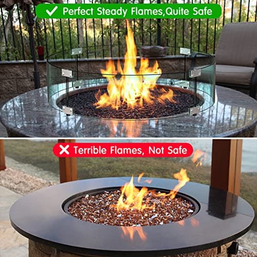 Skyflame Fire Pit Glass Wind Guard Round, 33 x 7 inches Tempered Glass Flame Shield, Fits 31” Round Fire Pit Burner Pans, Fire-Resistant Windscreen Set