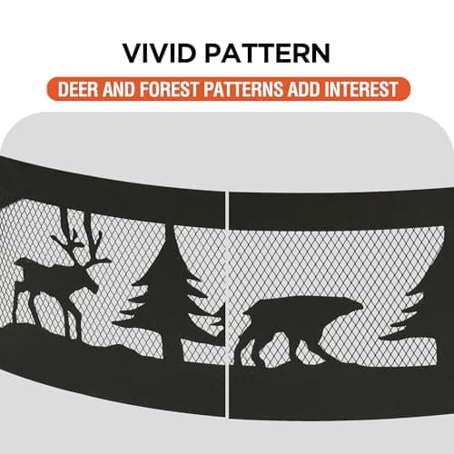 Red Mountain Valley 36 Inch Fire Pit Ring with 360° Forest & Wildlife Design, Portable Steel Wood Burning Firepit Ring for Outdoor Camping, Bonfires, Beach,Patio, fire Pit kit, Black