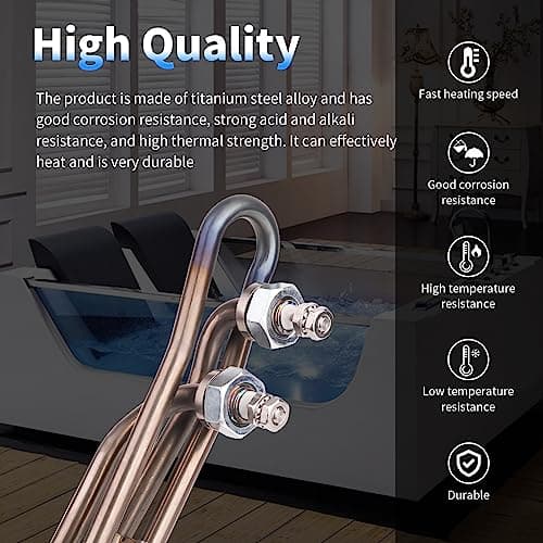 5.5kw Titanium Hot Tub Heater Element for Balboa Spa Heater Element，Flo-Thru Universal Hot Tub Heater Replacement Element（10 in）