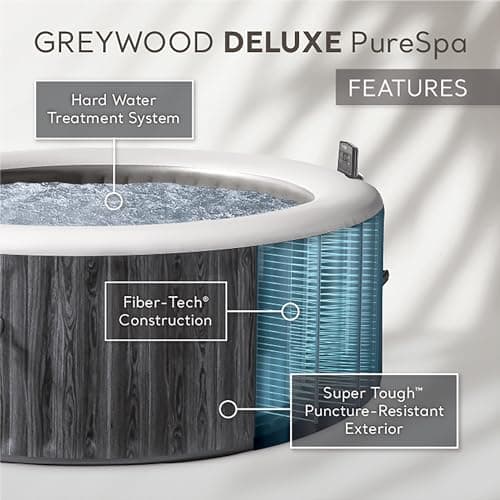 Intex PureSpa Plus 6 Person Portable Inflatable Round Hot Tub Spa with 170 Jets - Outdoor Blow-Up Hot Tub with Pump, Filter, Cover, and Dispenser Ball