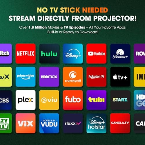[2025 Netflix-Official | 386+ Built-in Apps] DBPOWER E2 Smart Projector with WiFi and Bluetooth, Mini Projector 4K Support with Netflix, Youtube, Disney+, Hulu, Max, Crunchyroll w Portable Case