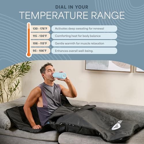 LifePro Infrared Sauna Blanket for Detox & Relaxation – Portable Far Infrared at Home Sauna for Detox, Muscle Tension Release, and Recovery – RejuvaWrap Series with Adjustable Heat Settings