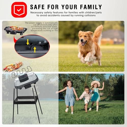 Electric Grill Outdoor Indoor Cooking,Smokeless BBQ,Portable Removeable Stand Grill, (YD301 Upgrade)