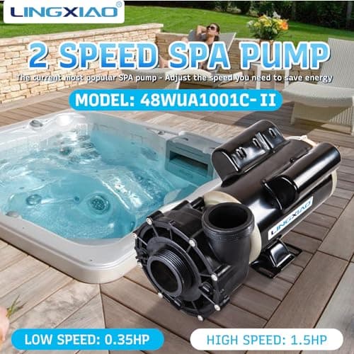 SPA Pump, 2 Speed Hot Tub SPA Pump - 1.5HP LX SPA Motor, 115V, 2"Port, 48 Frame - (Model: 48WUA1001C-II)