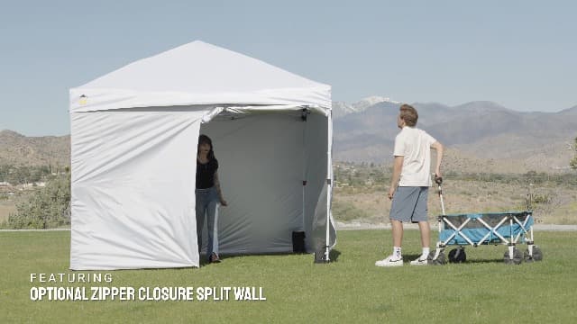CROWN SHADES 10X10 Comercial Instant Canopy Pop Up Tent with Center Lock (10x10 with 4 Sidewalls, Grey)
