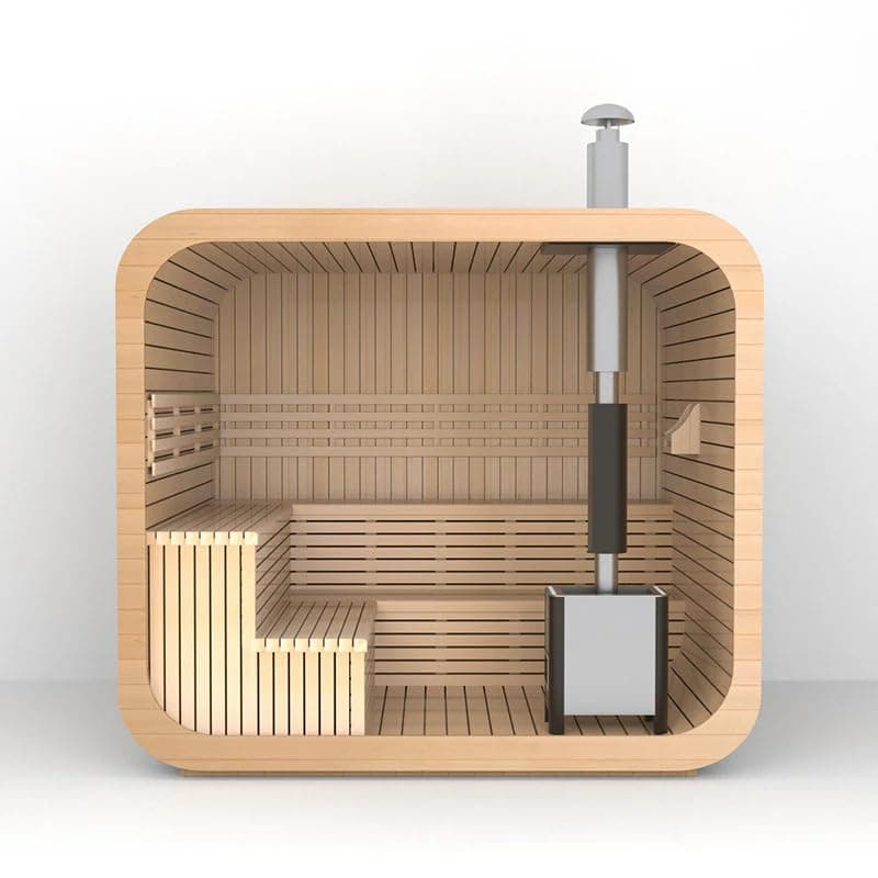 Customize Luxury Outdoor Sauna 6-10 Person, Canadian Hemlock, Red Cedar Sauna, Porch Option, Glass Window Option, Wood Burning Stove or Harvia Heater with Rocks, Extra Large Backyard Saunas (0-195 °F)