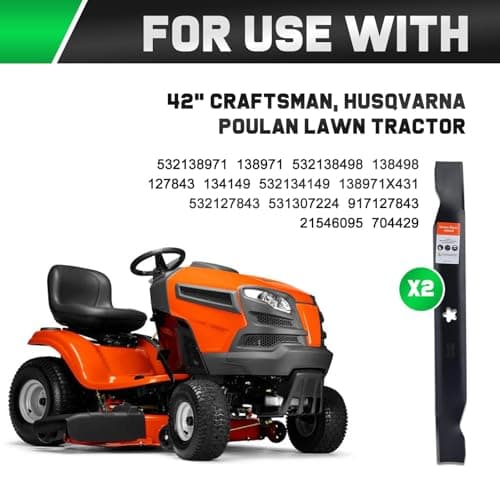 42 Inch Mower Blades for Craftsman LT1000 LT2000 T110 YT3000 138971 532138971 Poulan Pro 42" Deck Riding Mower Lawn Tractor PP19A42 Husqvarna YTH18542 (5 Point Star)