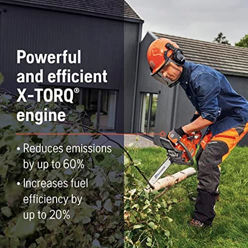 Husqvarna 130 Gas Powered Chainsaw, 38-cc 2-HP, 2-Cycle X-Torq Engine, 16 Inch Chainsaw with Automatic Oiler, For Wood Cutting and Tree Pruning, Orange