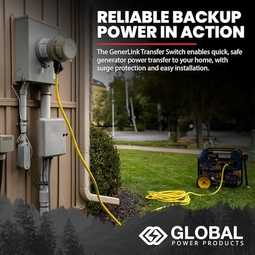 GenerLink Automatic Transfer Switch for Home Generator w/Surge Protection - Meter Mounted Transfer Switch for Portable Generators - Outdoor & Home - Fast and Easy Installation - 40AMP
