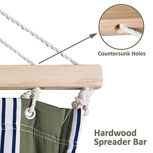 SUNCREAT Double Hammock, Extra Large Quilted Fabric Swing with Hardwood Spreader Bars & Detachable Pillow, Heavy Duty, Perfect for Indoor/Outdoor Patio, Deck, Yard, Blue&Aqua