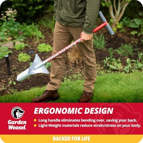 Garden Weasel Bulb Planter - Long Handle | Annuals, Ground Cover, Vegetables, Spring and Fall Bulbs | Sod Cutter, Remover, and Plugger, Grass Planter, Bulb Planting Tool | 91350