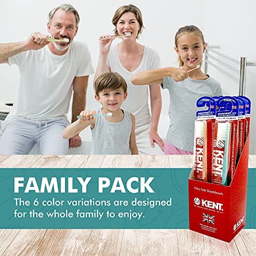 [KENT] CLASSIC Medium Head Extra Soft Toothbrush, Sensitive Teeth & Gums for Adults & Teens - (Set of 6)