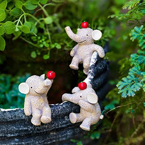 Garden Statues Flowerpot Landscaping Tree-Hugger Fairy Plant Pot&Vase Hugger, Mini Decorative Climber Clingers (3Pack Elephant)