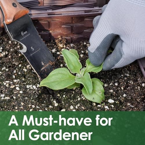 Hori Hori Garden Knife, Garden Tools with Sheath for Weeding,Planting,Digging, 7" Stainless Steel Blade with Cutting Edge, Full-Tang Wood Handle with Hanging Hole