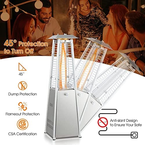 Patio Outdoor Heaters, 9500 BUT Pyramid Propane Patio Heater, 35" Tall Glass Tube Flame Heater for Party, Backyard, Garden, Decoration