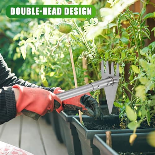 Dual Headed Hoe Garden Tool, 29.5"-57.7" Adjustable Long Handle Hoe Garden Tool, Stainless Steel Hoe Cultivator Gardening Tool, for Gardening Planting, Weeding, Digging, Loosening Soil