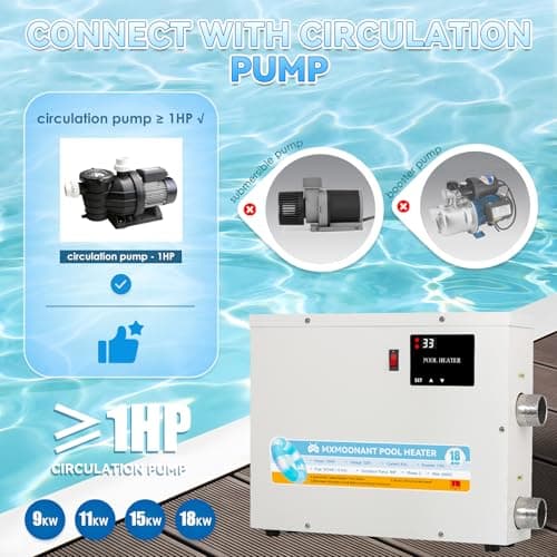 Mxmoonant SPA Heater, 18KW 220V Swimming Pool Heaters Hot Tub Water Thermostat with Touchscreeen for Above Ground Inground Pool, Spa, Bathtub
