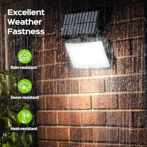 Adiding Solar Outdoor Lights, 3500LM LED Flood Lights with 16.4 Ft Cable, Remote Control Solar Motion Sensor Lights with 3 Modes, Solar Powered Security Lights for Outside Patio, Yard, Garage, 2 Pack