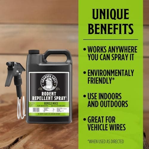 Grandpa Gus's Rodent Repellent Spray with Sprayer, Natural Peppermint & Cinnamon Oils Repel Mice and Stop Rats, 1 Gallon (Pack of 1)
