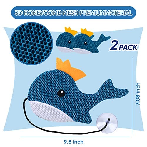 Hot Tub Scum Absorber Whale - 2 Pack Oil Absorbing Hot Tub Floating Sponge Cleaner Absorber, Keeps Water Clear, Reusable Pool Scum Absorber Hot Tub Spa Accessories