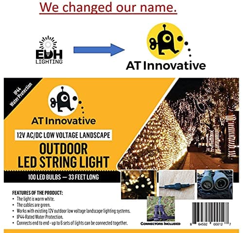 33ft 100-LED Outdoor Waterproof Warm White String Lights - Works with Low Voltage Landscape Lighting Systems (12V) (Product is not Compatible with Standard Household Electricity @120V)
