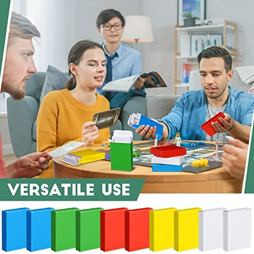 Jexine 50 Pieces Playing Card Box Empty Playing Case Card Holder Organize Storage Board Game Box Fits Baseball Trading(Red, Yellow, Green, Blue, White)