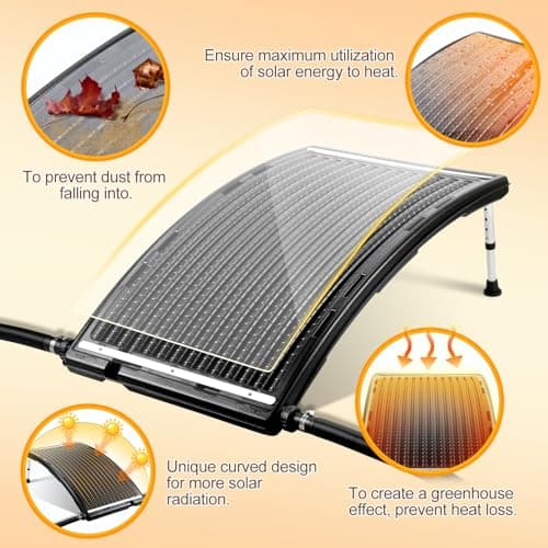 2025 Upgraded Solar Pool Heater with Adjustable Support Feet, Inground Pool Solar Heater, Above Ground Pool Heater, Solar Water Heater, Pool Heater for Above Ground Pool（2 Set）