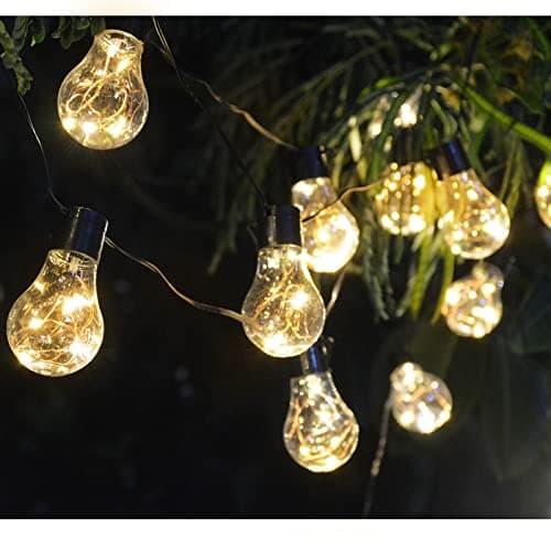 14ft Battery Operated 20 Hanging Bulb 100 LED String Lights, Vintage Commercial Battery Outdoor Lights for Indoor Outdoor Decorations Home, Bedroom, Patio, Balcony, Christmas Party (8 Modes)