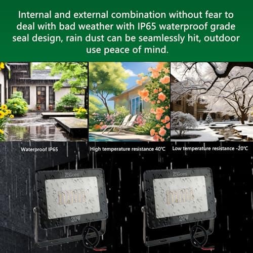 2 Pack 20W Watt Warm White LED Flood Light Outdoor Waterproof IP65, Wall Floodlight Security Landscape Light, Home, Square, Yard, Garage, Street, Pathway, Low Voltage 12V 24V 36V 48V 60V AC DC