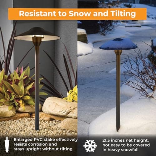 Gardencoin Low Voltage Pathway Lights (8.5'' Shade, 21.5'' Tall)，12V Outdoor LED Landscape Path Lights Wired, Aluminum Pathway Lighting with 3W 2700K Replaceable Bulb for Walkway Garden Yard, 6 Pack