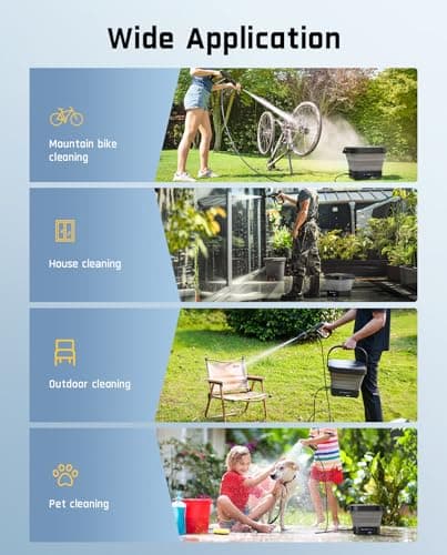 Fanttik NB8 Fold Cordless Electric Pressure Washer w/3.2Gal Tank, 5-in-1 Nozzle, Max 220PSI, 10FT Hose, 4000mAh Lithium Battery, Type-C Charging, Portable Sprayer Washer for Camping, Pet Cleaning